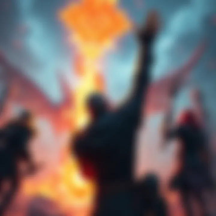 A player character in Elden Ring raises a summoning sign to call for help from allies during a tough boss fight.