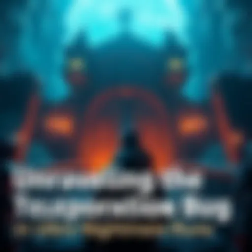 A gamer surprised as they experience a teleportation glitch in a video game, showing a scene from a dark, intense gaming environment with the Slayer Gate in the background.