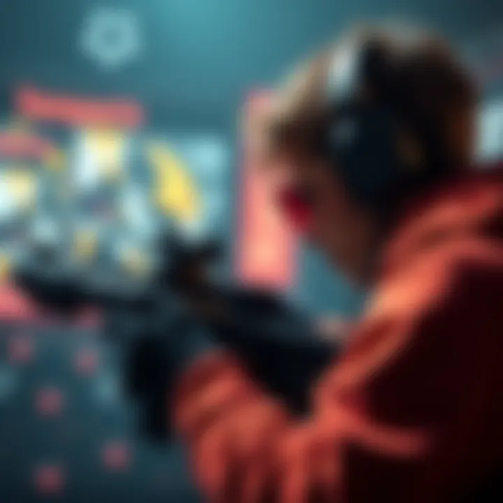 A gamer focuses on the screen, using the Tempest tool to enhance aiming in a fast-paced game.