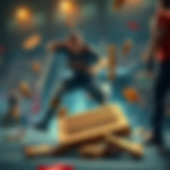 A player discards pallets on the ground during a competitive match, expressing frustration with a character named Henry.