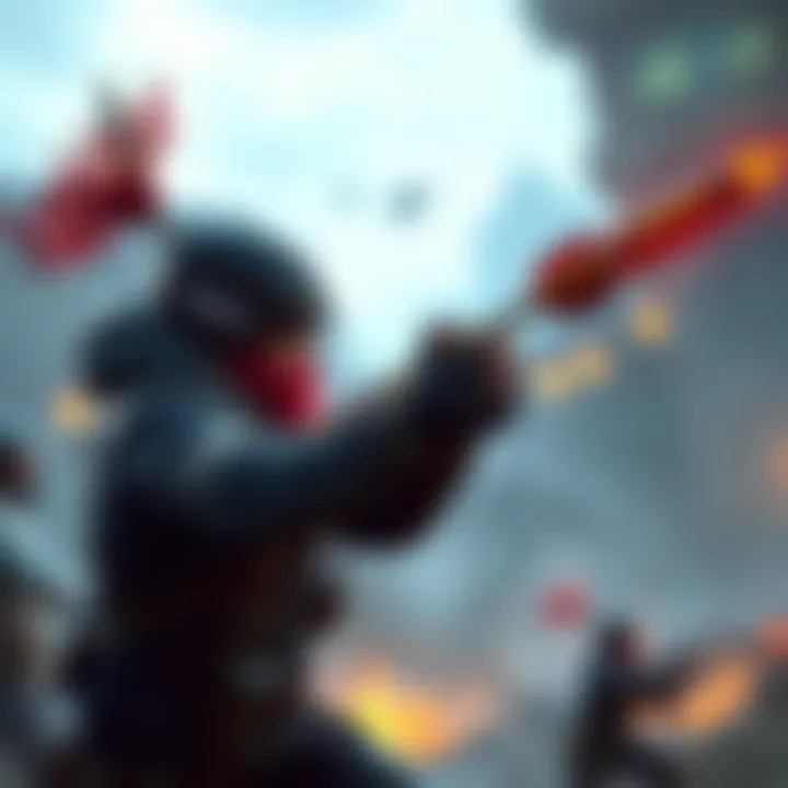 Gamer using an RPG as a javelin in gameplay, showcasing the unique tactic in action