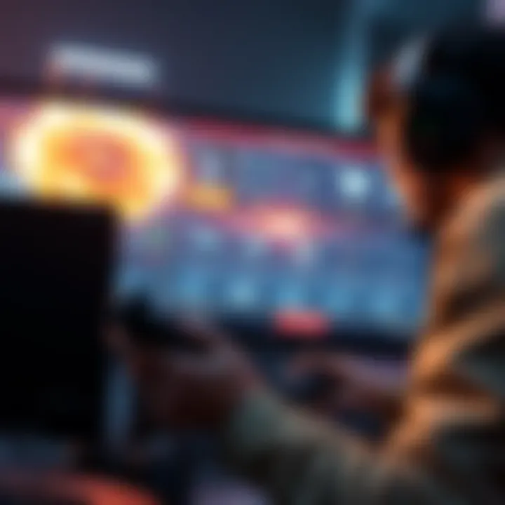 A gamer trading blueprints for goal explosions in a virtual setting with multiple items displayed on the screen