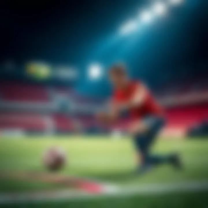 Player Training for Improvement A dedicated player practicing on a field, focusing on strength and skills to enhance performance in matches.