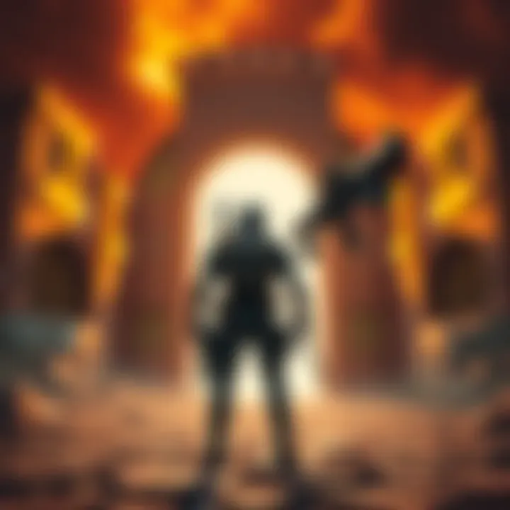 A player character preparing to enter the Sunbreak expansion, equipped with new gear and weapons, standing in front of a bright portal, hinting at new adventures ahead.