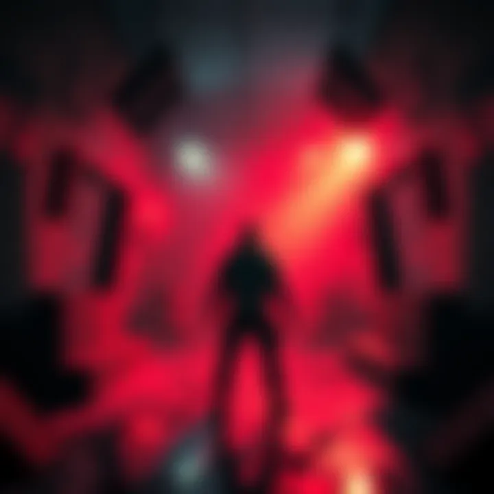 A player stands in a room in Grime, unable to escape due to obstacles on both sides, with a visible glitch effect around them.