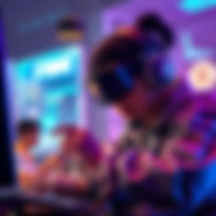 A player focused on solving issues with the Machine Strike game, surrounded by virtual elements from Hidden Ember.