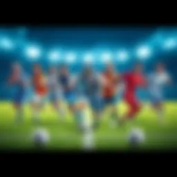 A visual representation of various player types on a sports field, showcasing their unique skills and teamwork dynamics.