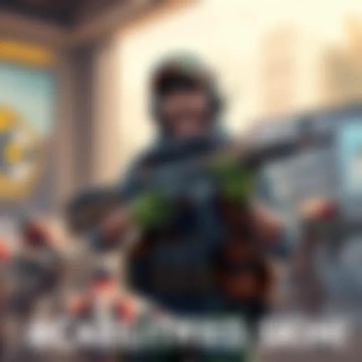 A happy gamer showing off a new skin wearing a scoped LMG and surrounded by decoys in a gaming environment