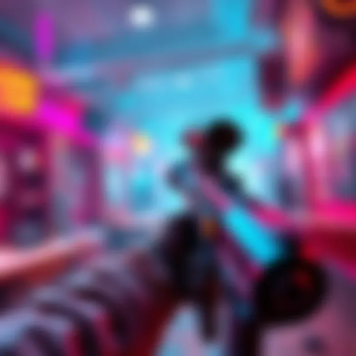 A gamer aiming with a CL-40 weapon in a vibrant game setting