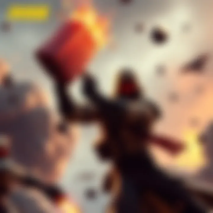 A character swings a large hammer in the game Rise, showcasing intense action and excitement during gameplay.