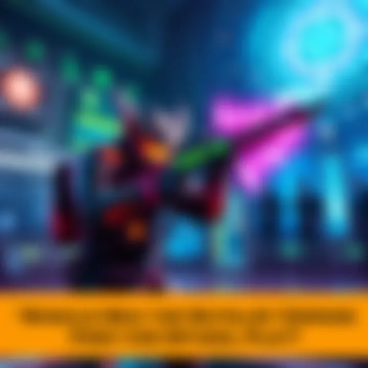 A player character in a futuristic setting aiming with the Mutalist Cernos weapon, surrounded by vibrant energy effects, discussing strategies with other players.