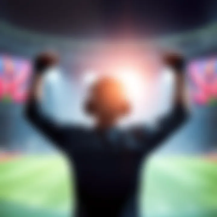 A player raises their arms in triumph after defeating world champions in a gaming campaign