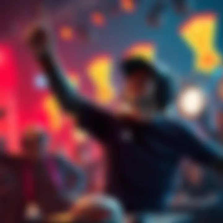 Gamer celebrating victory after defeating a higher-ranked opponent in a competitive match