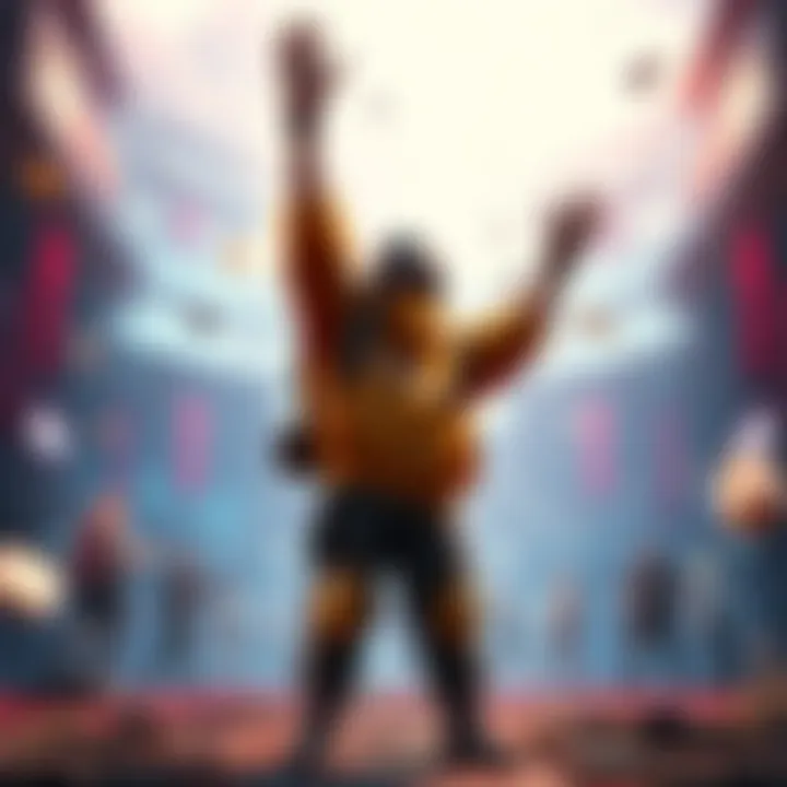 A player stands victorious in a vibrant game environment, showcasing their character's stance after winning in BR and OG Zero Build.