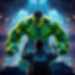 Player facing off against Hulk in Grand Arena A player prepares strategies while seeing a powerful Hulk character in the Grand Arena