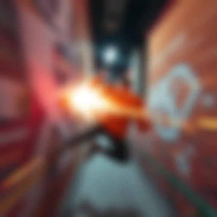 A gamer performing a wall dash move in a fast-paced environment