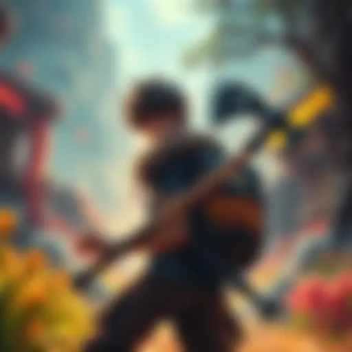 A gamer holding a Gunlance and Switch Axe while exploring a vibrant Monster Hunter Rise environment