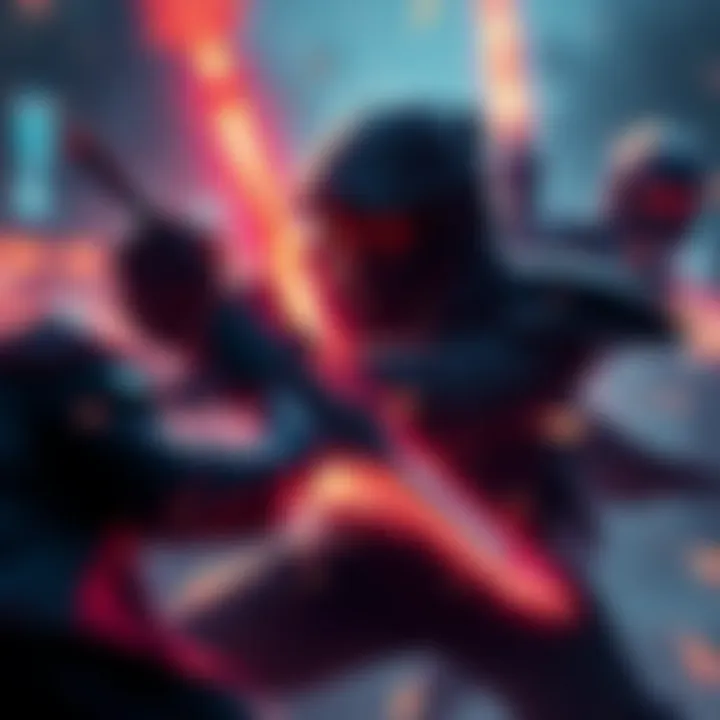 A gamer rapidly takes down two opponents with a lancer in a quickplay match, sparks flying and action intense.