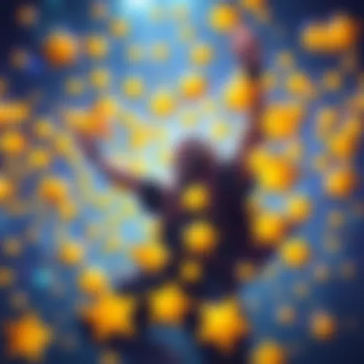 A player celebrating with a massive amount of stars in the game Smite, showcasing achievement and excitement.