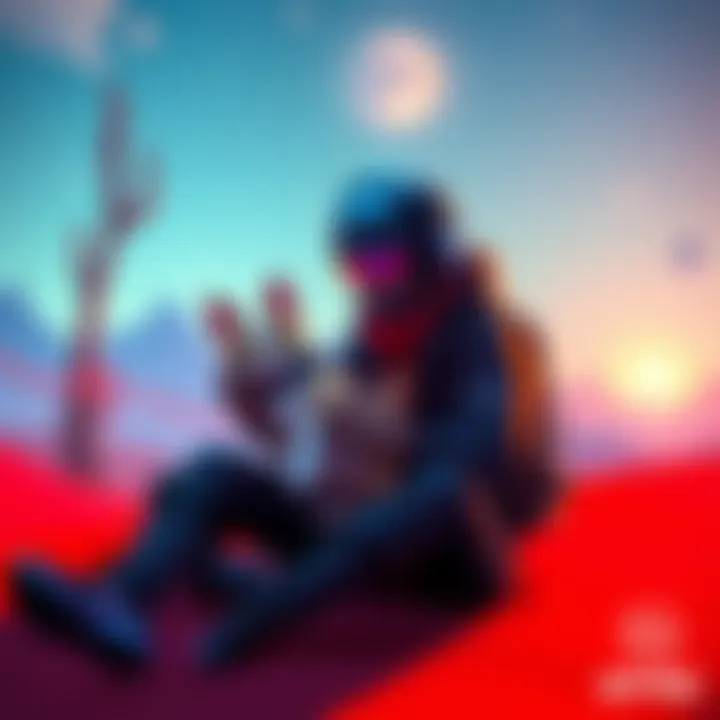 Player with pet in Crimson Desert A gamer sitting with a digital pet in a vibrant game world, showcasing a bond through shared moments of joy and reflection.