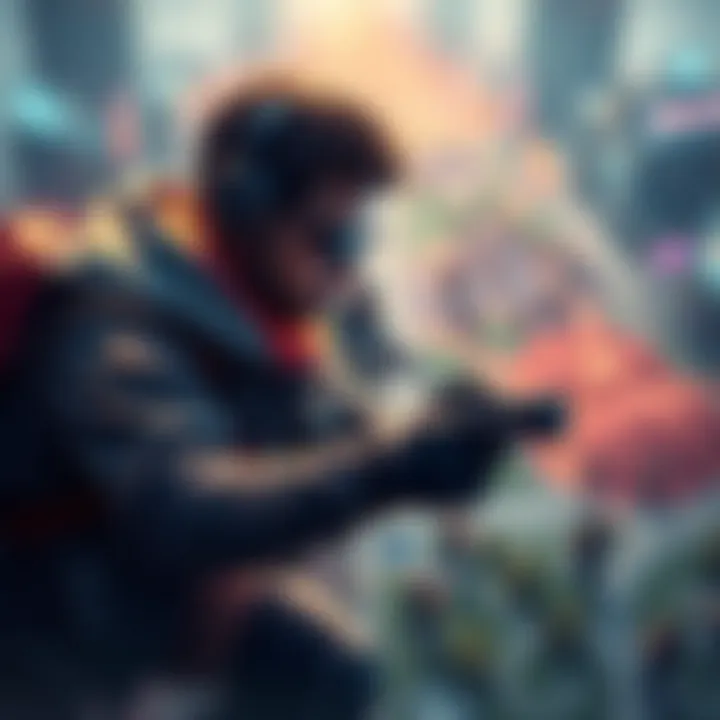 A gamer focusing on their strategy while moving to a new zone on a game map, showcasing tactical gameplay.