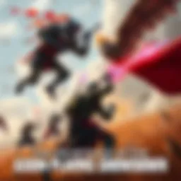 A group of players engaged in an intense showdown in the Axion Plains, showcasing tactical moves and fierce competition.