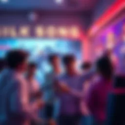 A group of gamers excitedly discussing Silksong's release, with gaming consoles and posters in the background