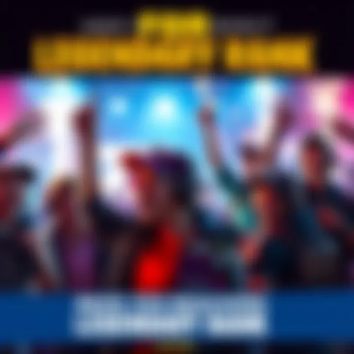 A group of players celebrating their achievement in reaching the legendary rank in Battle Royale, with excited expressions and gaming gear.