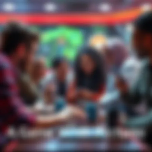 A group of people playing a game, sharing pictures to communicate their ideas and thoughts