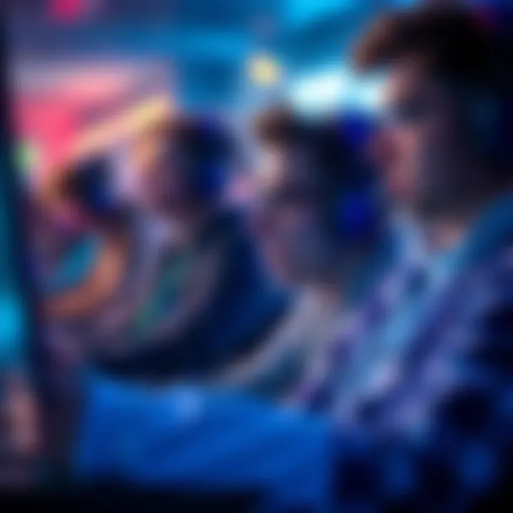 Players in a competitive-only gaming mode A group of gamers intensely focused on their screens while playing in a competitive-only gaming mode, showing expressions of concentration and excitement.