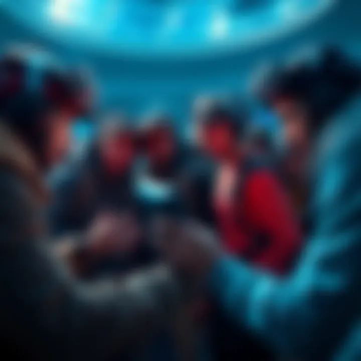 Players Discuss Extinction Map Issues Group of players expressing frustration over Extinction Map episode transitions while looking at a screen