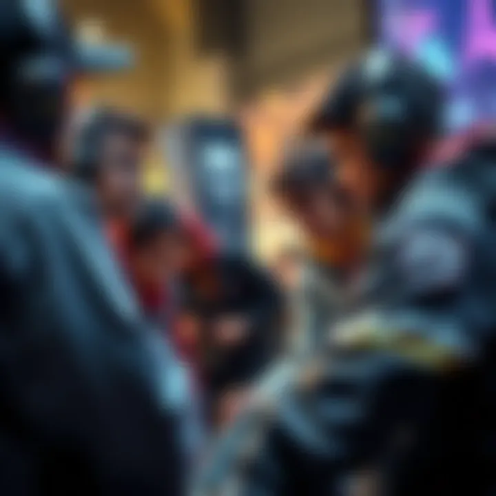 Players Discuss Gear Challenges Group of gamers sharing frustrations about gear and match difficulties in a competitive setting