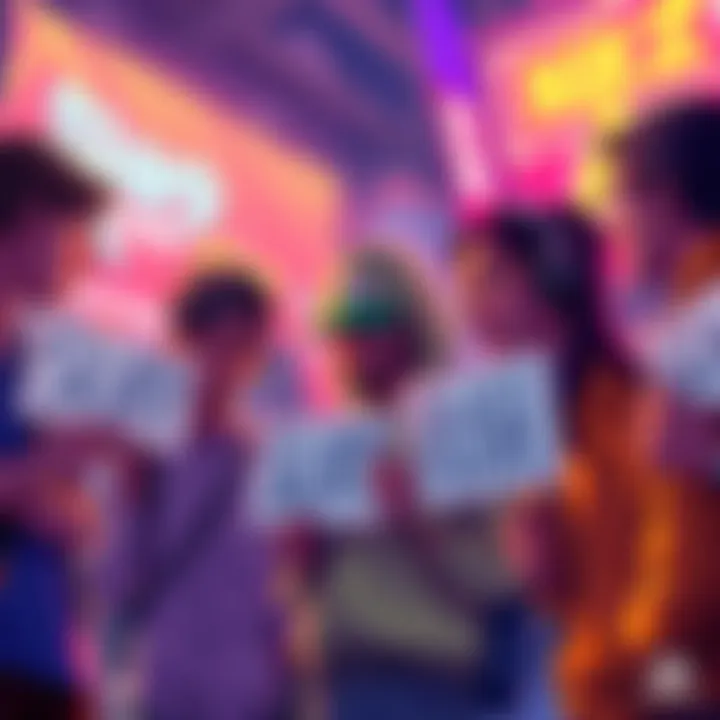 Gamers expressing disappointment over the new map, with some holding signs supporting the return of Slurp Rush.