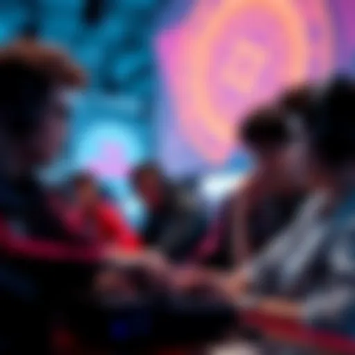 Players discussing fast forfeits in gaming A group of gamers engaged in conversation about fast forfeits during a competitive match, showcasing diverse reactions