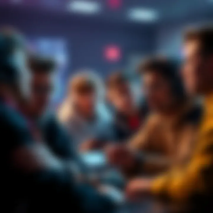 A group of gamers engaged in a discussion about their complaints with a video game, showing expressions of frustration and concern.