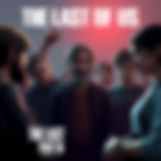 Players discussing The Last of Us Part II A group of players engaging in discussion about The Last of Us Part II, showcasing expressions of excitement and debate.