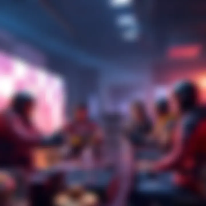 Group of players engaged in a lively discussion about choosing the best anti-tunnel perks in a gaming setting