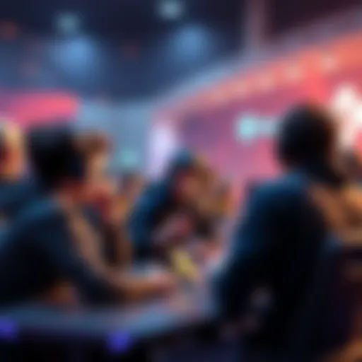 A group of gamers strategizing about roster adjustments and team setups before the LCQ event