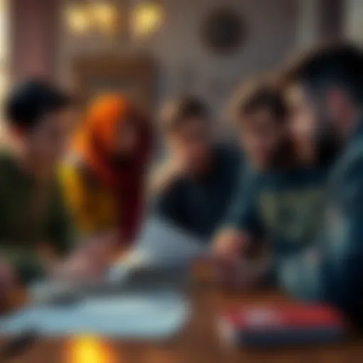 A group of Dungeons & Dragons players engaged in a discussion, with one person pointing to a rulebook, showing frustration and confusion.