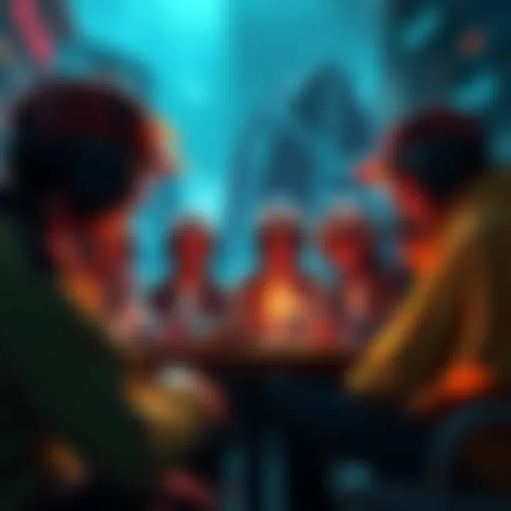 A group of players gathered around discussing their experiences with surveyors, sharing frustrations and possible strategies after many attempts to obtain BP.