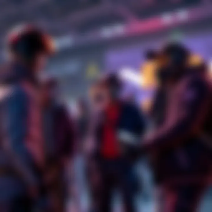 Group of gamers sharing strategies about initial weapon builds at game release