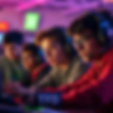 A group of gamers focused on playing TFD, showing expressions of concentration and determination, while discussing challenges and future games.