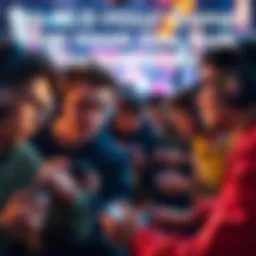 A group of gamers intensely focused on their screens, immersed in gameplay with controllers in hand.