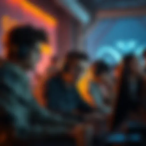 Group of gamers expressing frustration over unexplained bans, looking at computer screens with concerned expressions