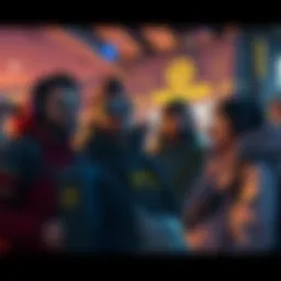 Gamers discussing their dislike for the King's Row map in Overwatch, showing a group of players with serious expressions.