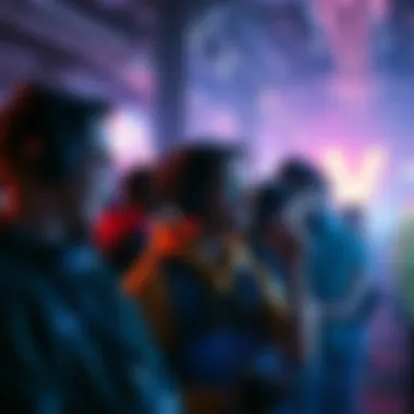 A group of gamers discussing their disappointment about the latest rift in a crowded forum