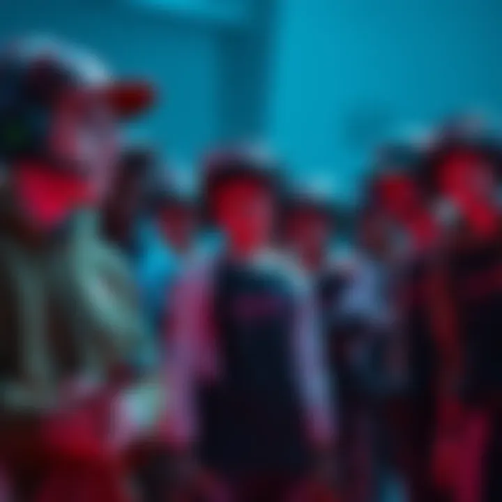 Players idling in a game A group of game characters showing some players actively playing while others are just standing still, illustrating the problem of active non-participation in gaming teams.