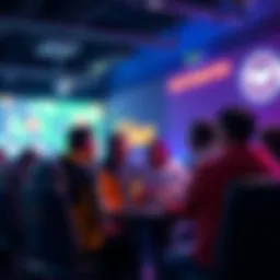 A diverse group of gamers discussing strategies and experiences in a virtual game lobby, emphasizing respect and teamwork