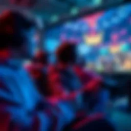 A group of gamers excitedly getting ready for intense 1v4 matches in Legion, with screens showcasing the game and controllers in hand.