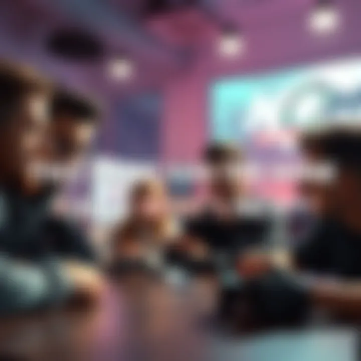 Group of gamers looking disappointed while discussing a video game at a table